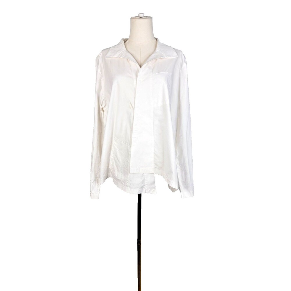 Vitamin White *flaw* Asymmetrical Snap Front Blouse  Long Sleeve Top Approx M